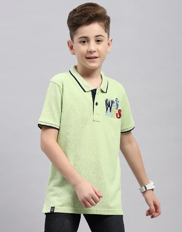 Boys Green Printed Polo Collar Half Sleeve T-Shirt Boys Green Printed Polo Collar Half Sleeve T-Shirt