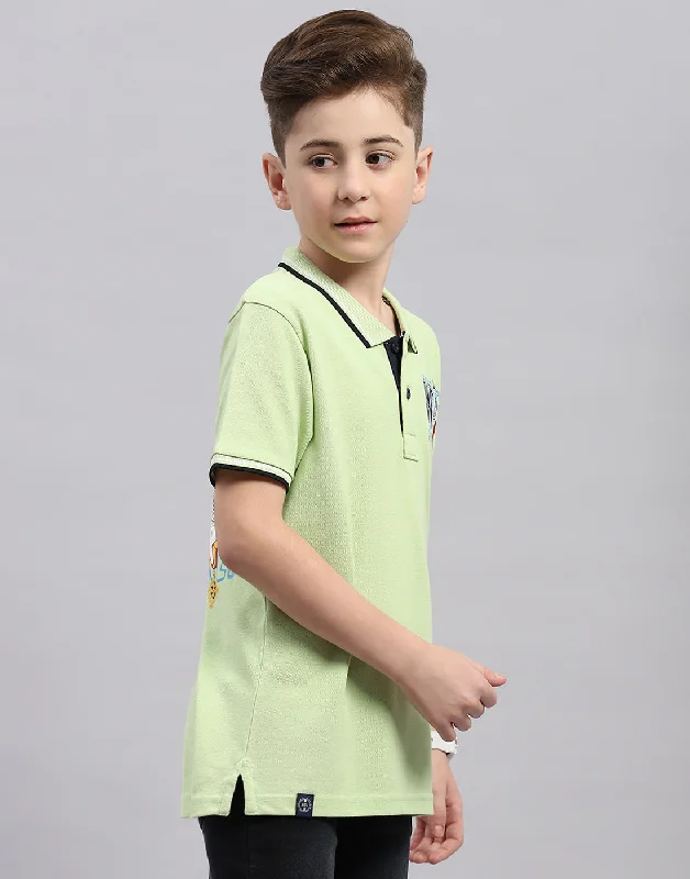 Boys Green Printed Polo Collar Half Sleeve T-Shirt Boys Green Printed Polo Collar Half Sleeve T-Shirt