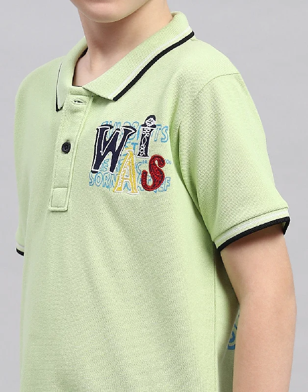 Boys Green Printed Polo Collar Half Sleeve T-Shirt Boys Green Printed Polo Collar Half Sleeve T-Shirt