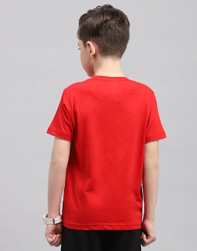 Boys Red Printed Round Neck Half Sleeve T-Shirt Boys Red Printed Round Neck Half Sleeve T-Shirt