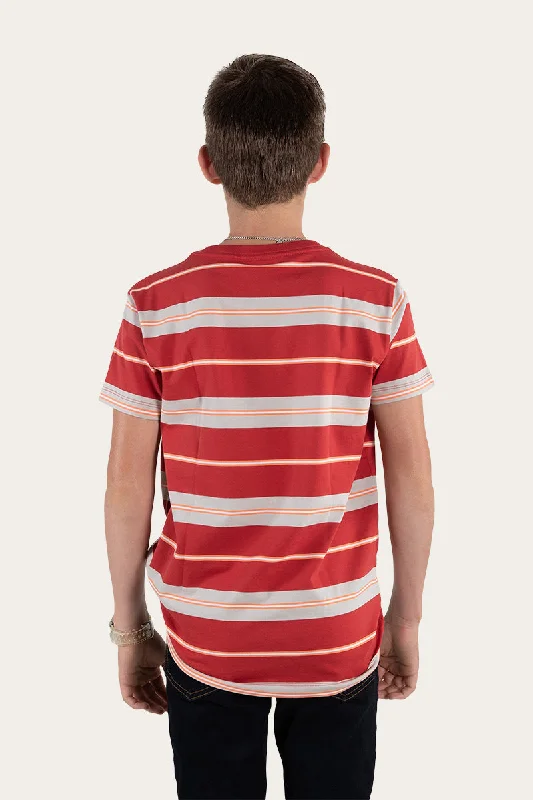 Budd Kids Classic Fit T-Shirt - Brick Red Stripe