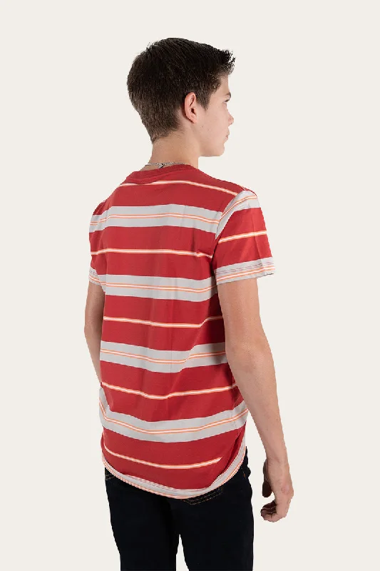 Budd Kids Classic Fit T-Shirt - Brick Red Stripe