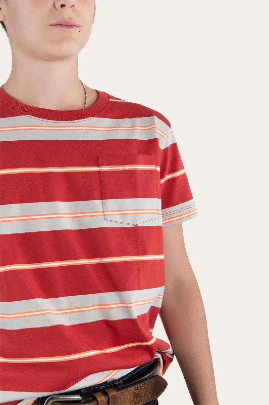 Budd Kids Classic Fit T-Shirt - Brick Red Stripe